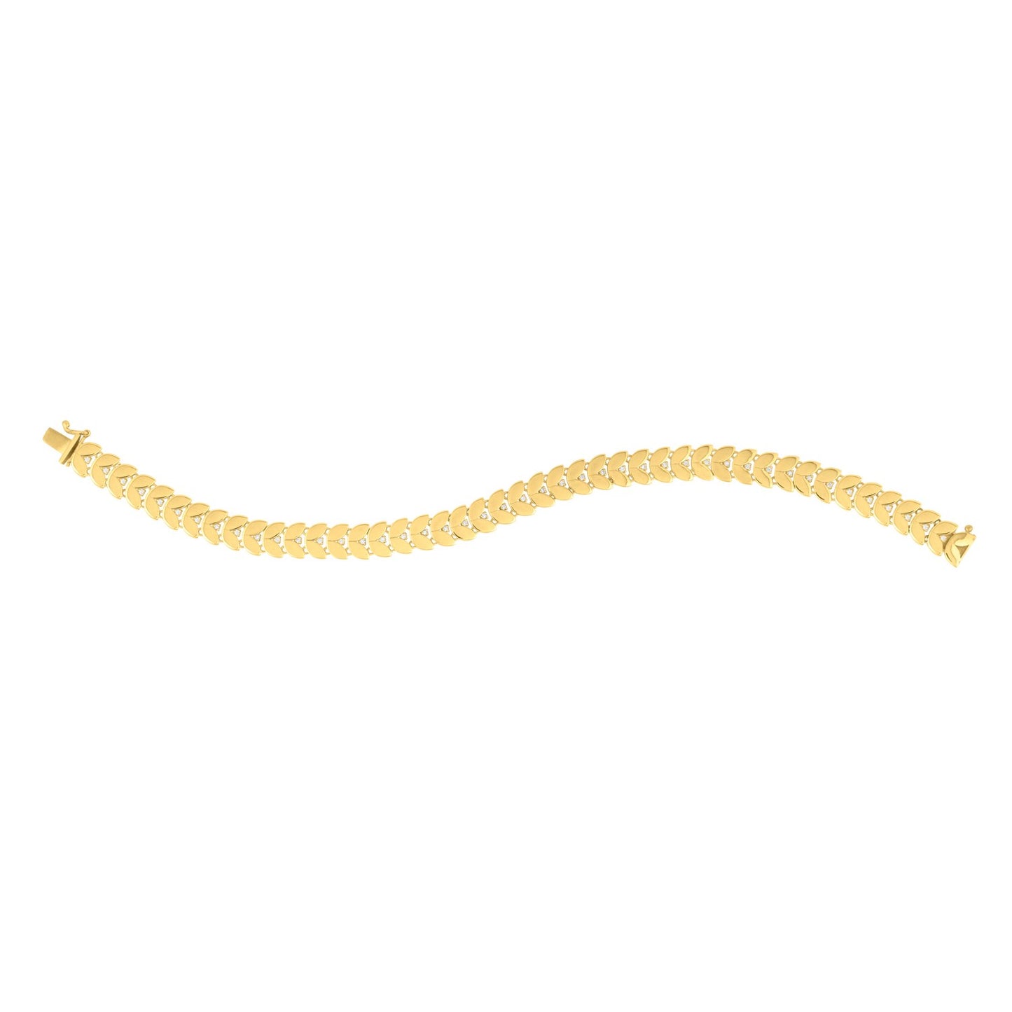 14k Yellow Gold 7 1/2 inch Laurel Leaf Bracelet with Diamond (7.40 mm)
