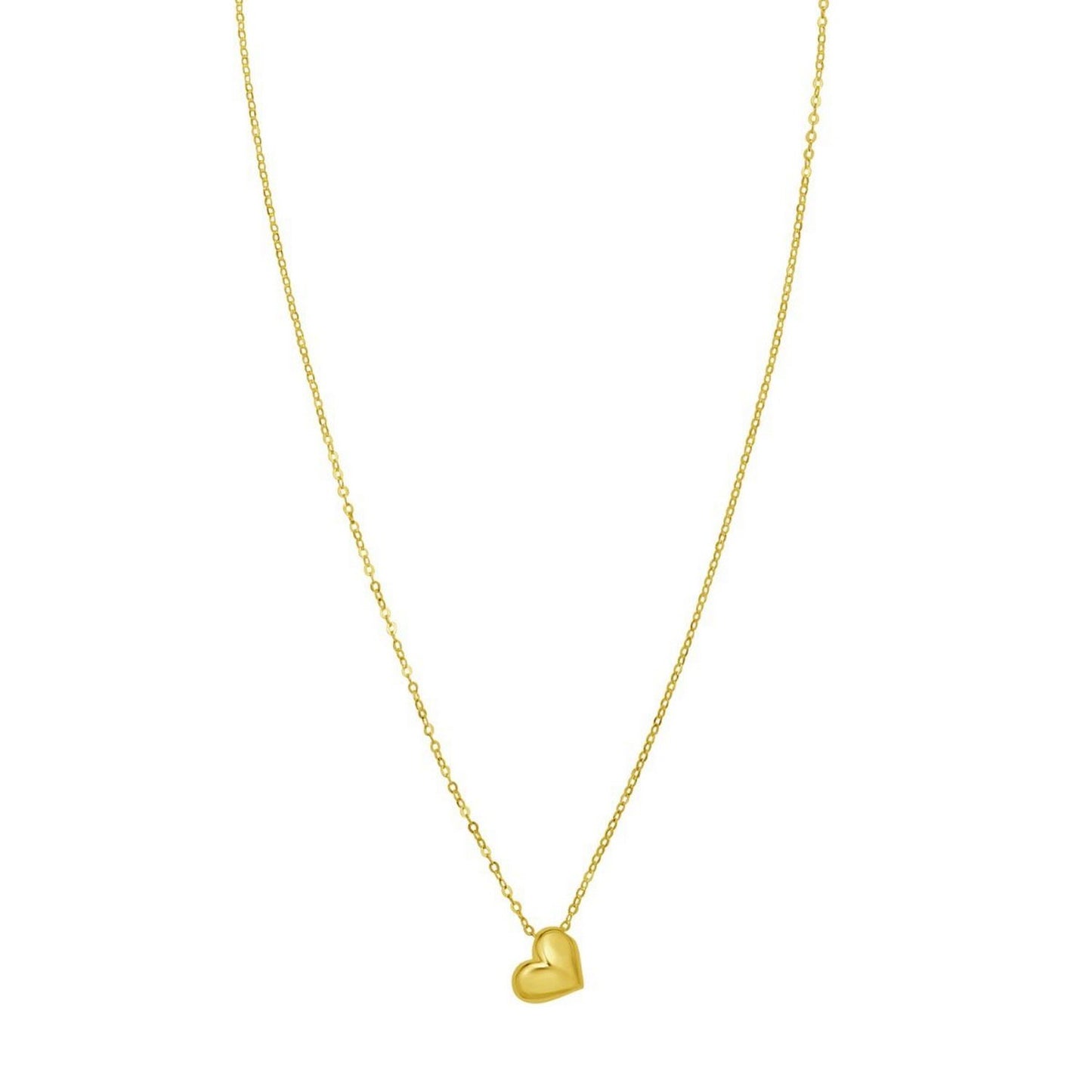 14K Yellow Gold Puffed Mini Heart Pendant Necklace