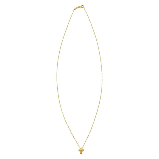 14K Yellow Gold Puffed Mini Cross Pendant Necklace