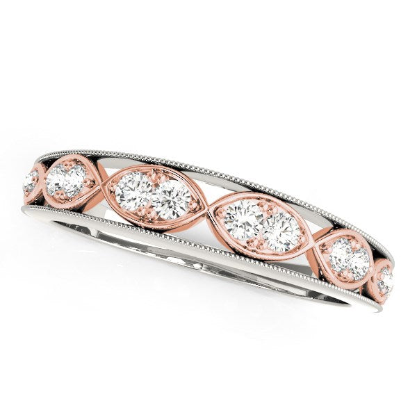14k White & Rose Gold Infinity Style Diamond Band (1/5 cttw)