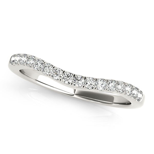 14k White Gold Curvy Style Pave-Set Diamond Wedding Band (1/5 cttw)