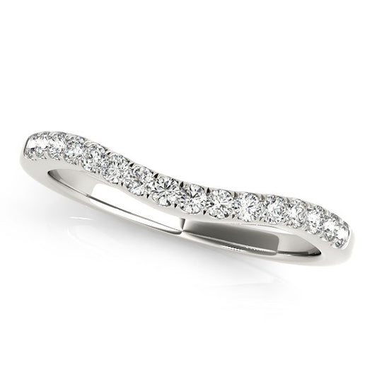 14k White Gold Curvy Style Pave-Set Diamond Wedding Band (1/5 cttw)