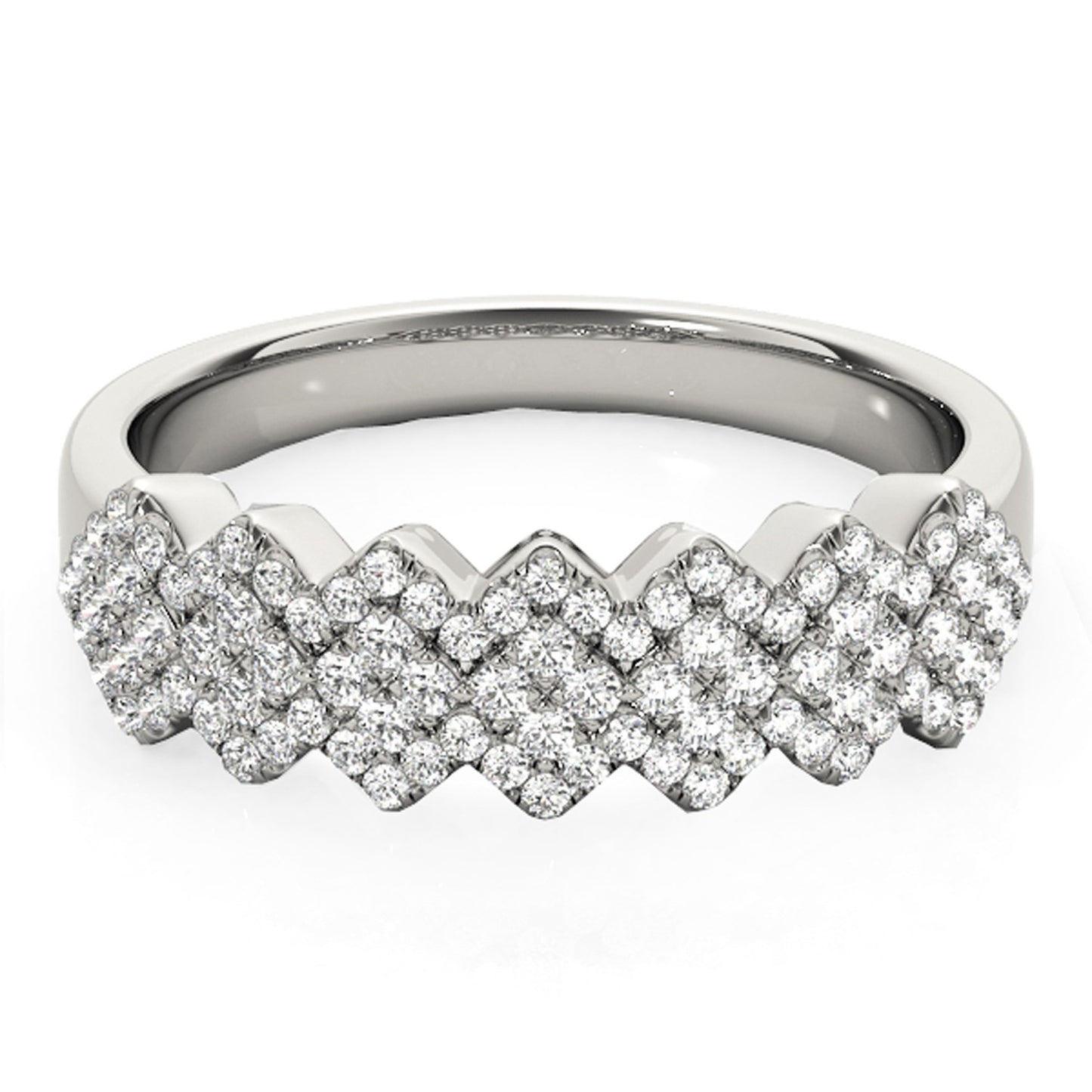 Diamond Studded Wide Multi-Diagonal Ring in 14k White Gold (5/8 cttw)