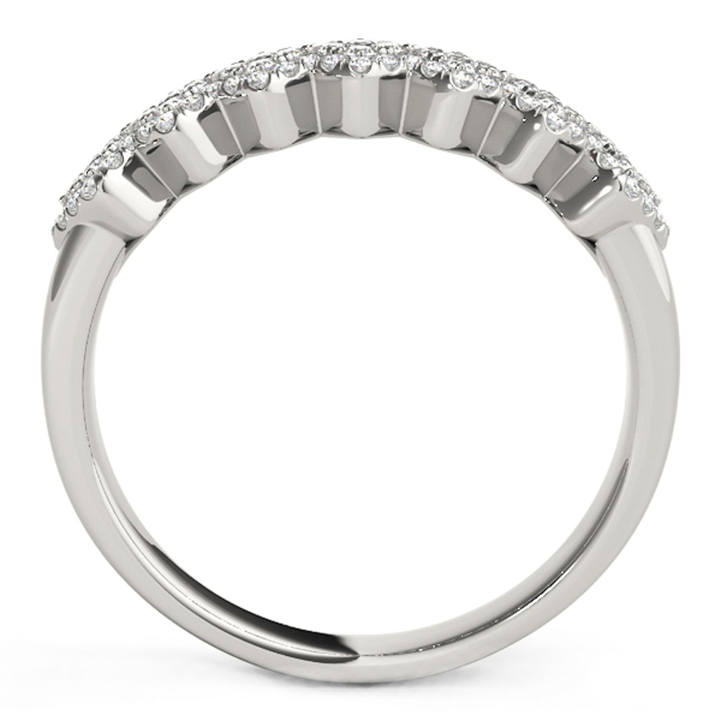 Diamond Studded Wide Multi-Diagonal Ring in 14k White Gold (5/8 cttw)