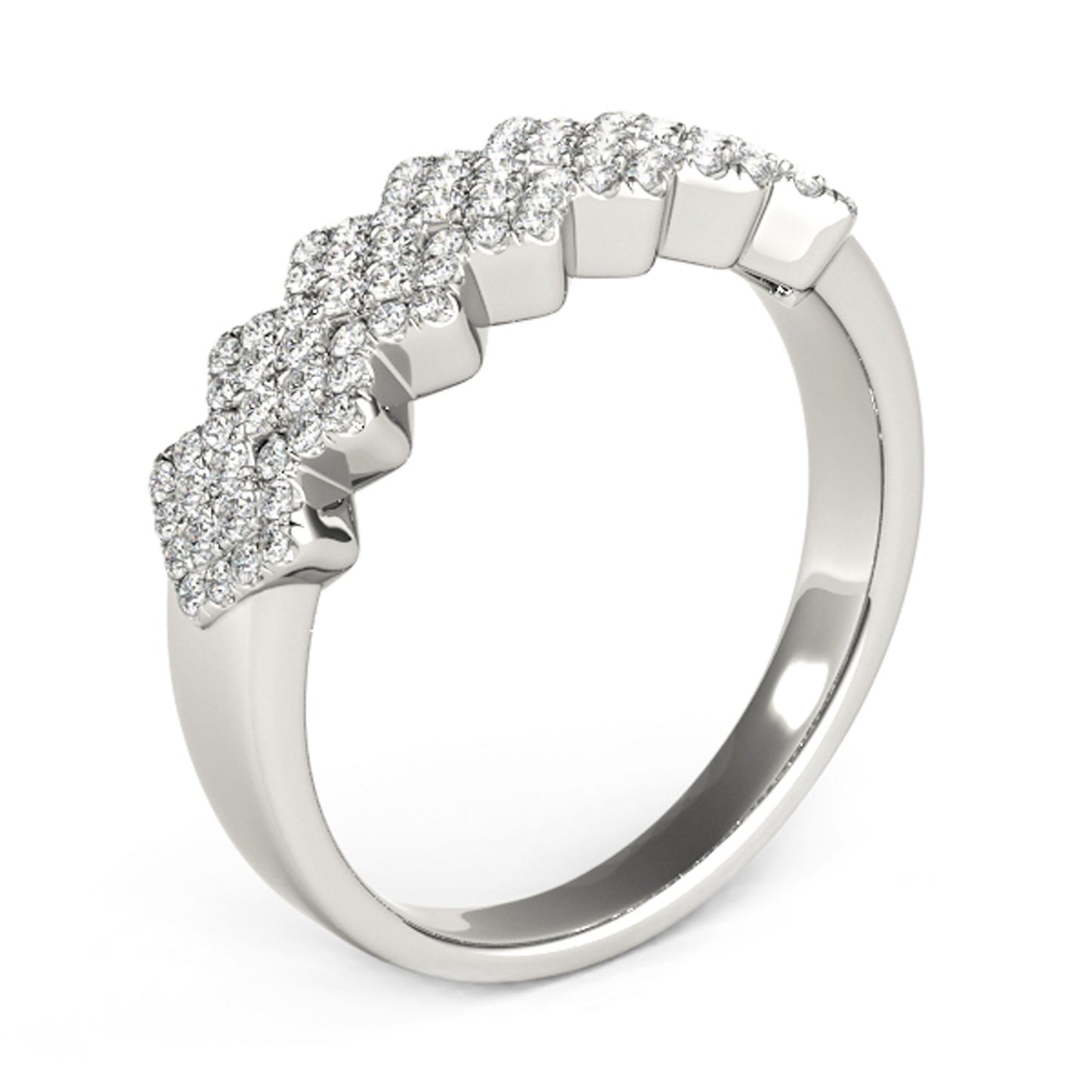 Diamond Studded Wide Multi-Diagonal Ring in 14k White Gold (5/8 cttw)