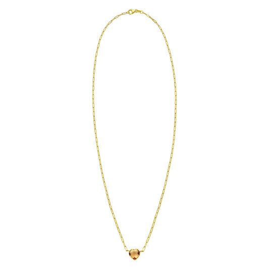 14K Yellow Gold Citrine Heart Necklace (1.50 mm)