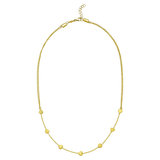 14K Yellow Gold Adjustable Heart Link Necklace