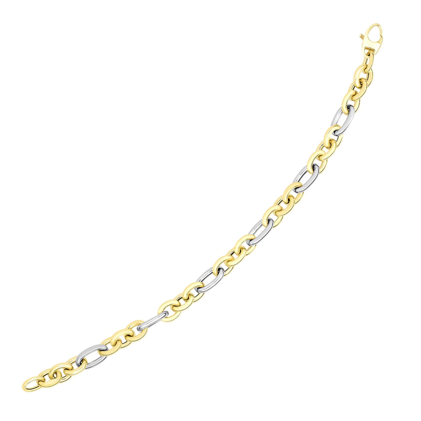 14k Two-Tone Gold Long & Short Style Oval Link Bracelet