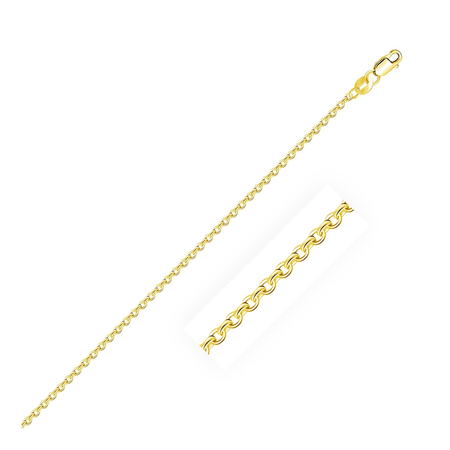 18k Yellow Gold Diamond Cut Cable Link Chain (1.40mm)