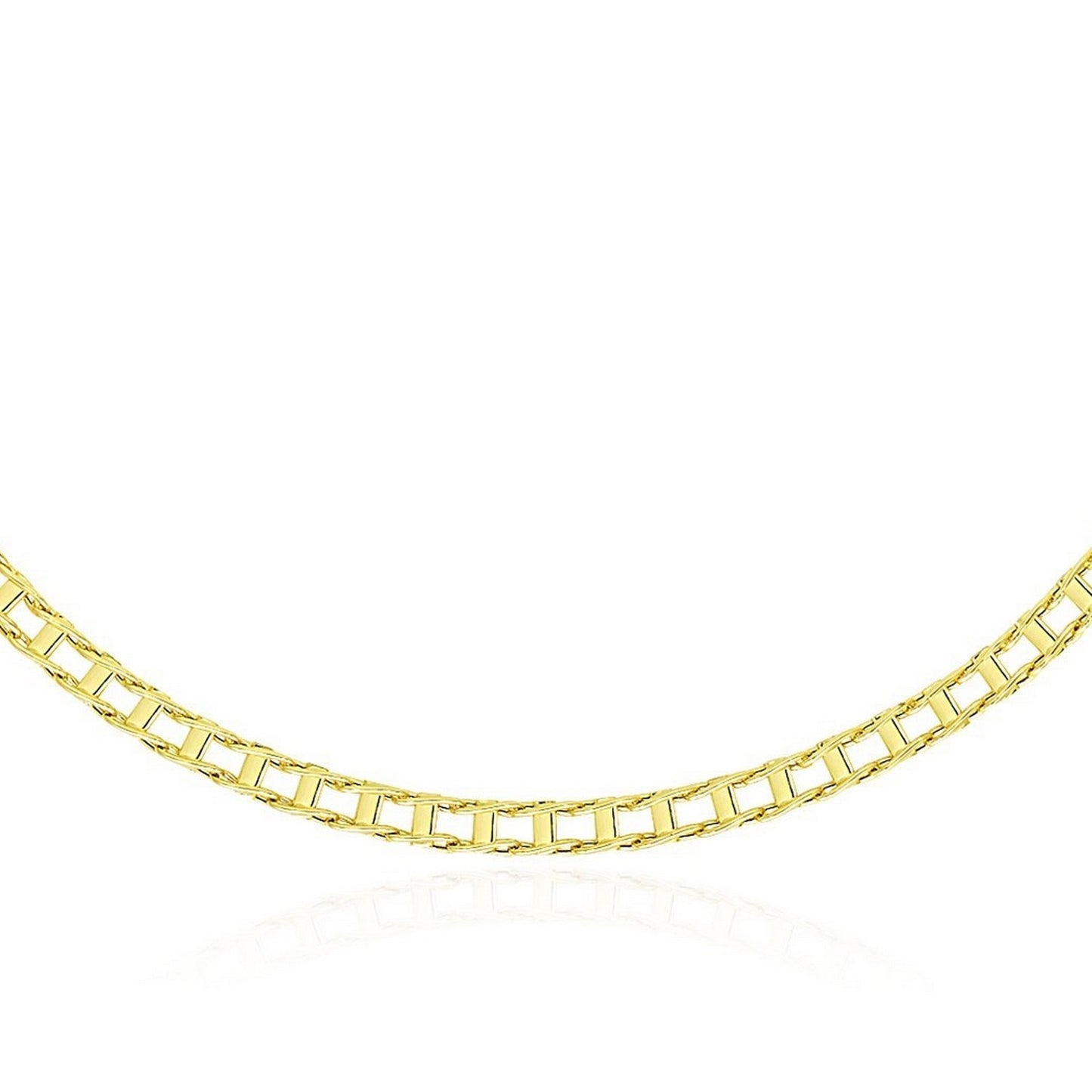 14k Yellow Gold Mens Necklace with Track Design Links (5.00 mm)
