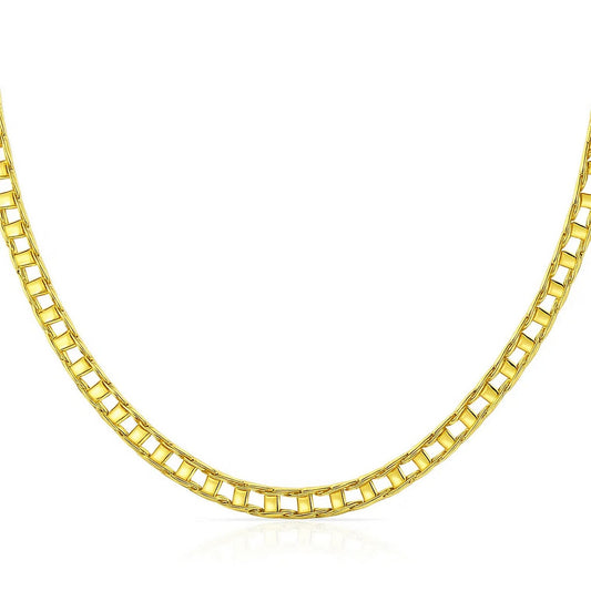 14k Yellow Gold Mens Necklace with Track Design Links (5.00 mm)