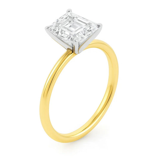 3 Carat Emerald Lab Grown IGI G/VS1 Diamond Solitaire Ring in 10K Yellow Gold