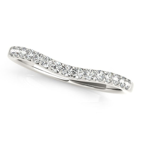 14k White Gold Round Pave Curvy Diamond Wedding Band (1/4 cttw)