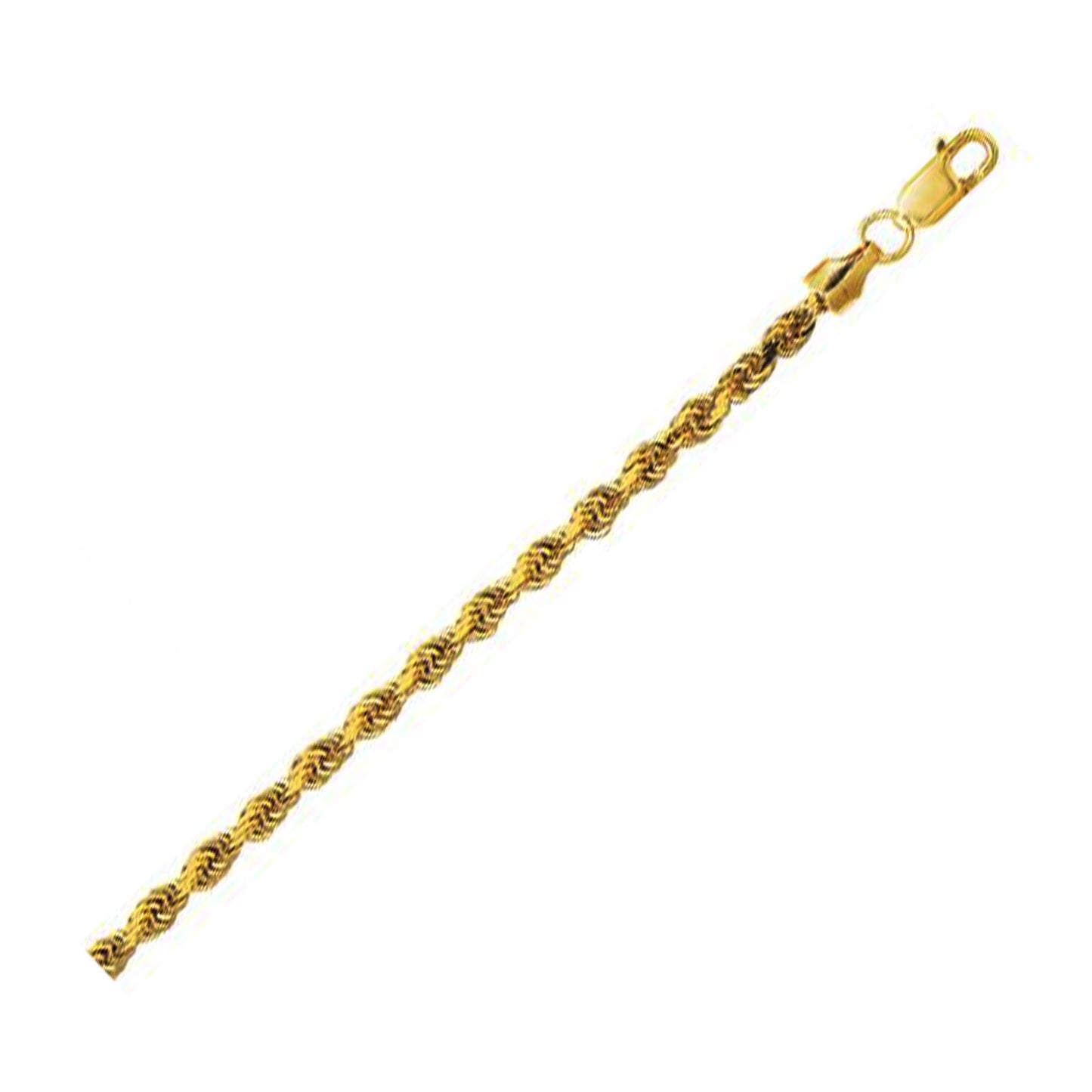 14K Yellow Gold Hollow Diamond Cut Rope Chain (3.20mm)