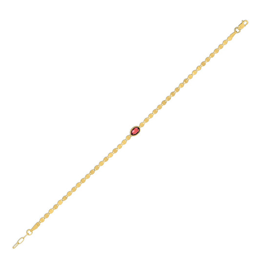 14K Yellow Gold Garnet Mirrored Chain (2.20 mm)