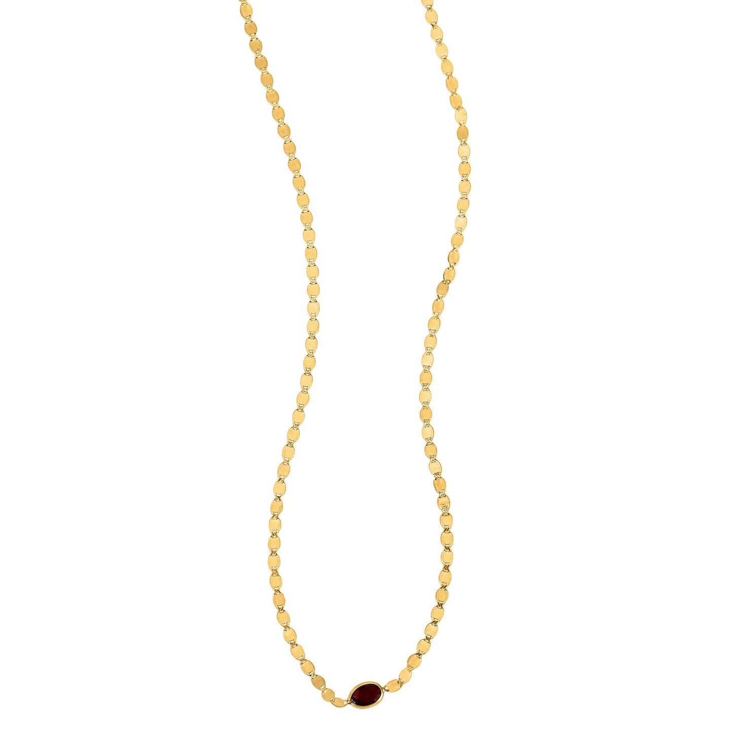 14K Yellow Gold Garnet Mirrored Chain (2.20 mm)