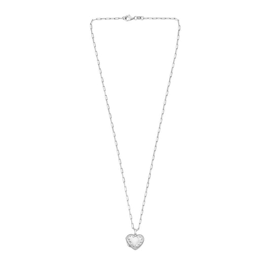 Sterling Silver Rhodium Plated Heart Locket Necklace