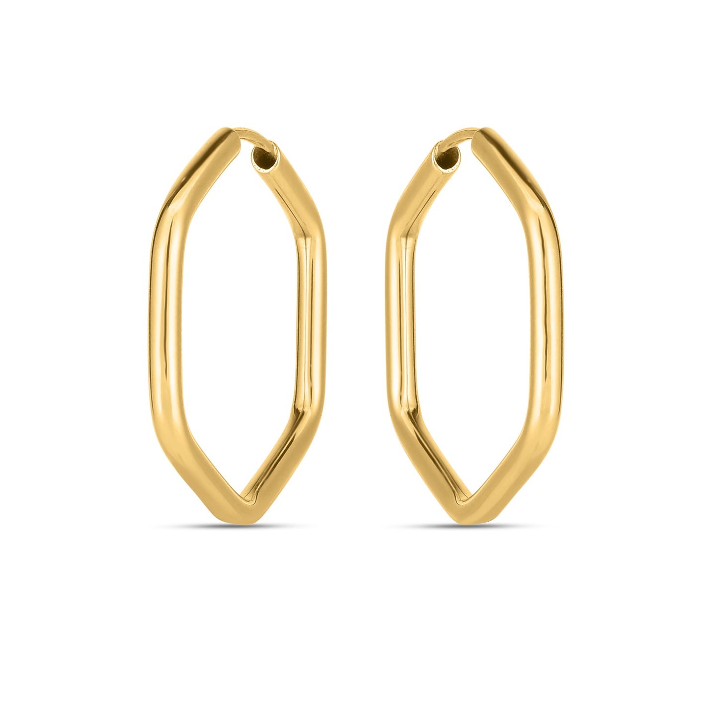 14k Yellow Gold Endless Hexagon Hoop Earrings