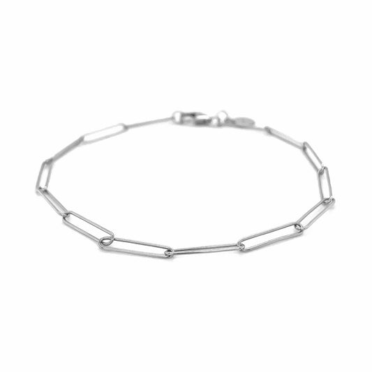 14k White Gold Wire Paperclip Bracelet (2.70 mm)