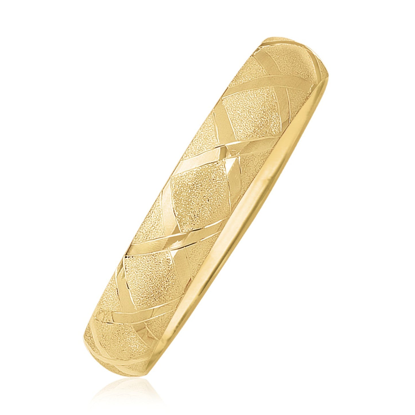 10k Yellow Gold Dual-Textured Diamond Bangle