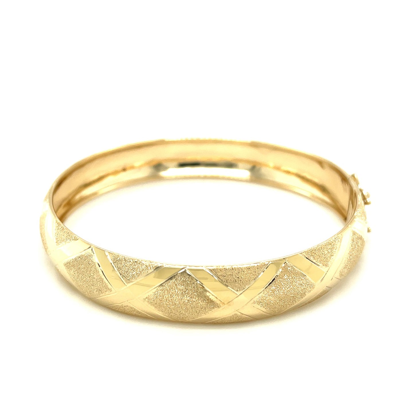 10k Yellow Gold Dual-Textured Diamond Bangle