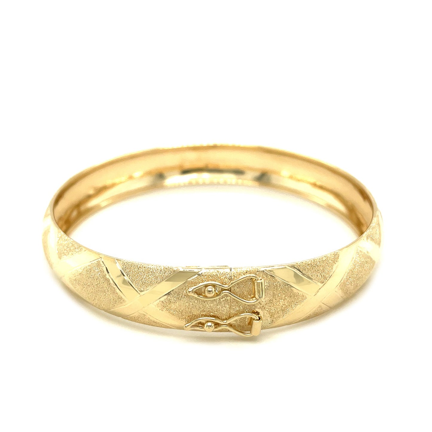 10k Yellow Gold Dual-Textured Diamond Bangle