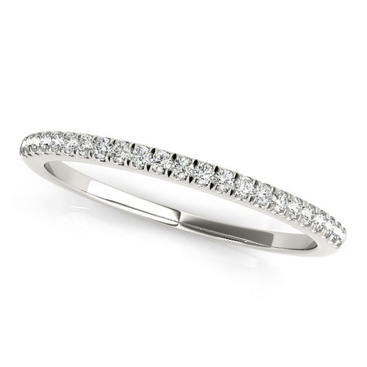 14k White Gold Classic Pave-Set Diamond Wedding Band (1/8 cttw)