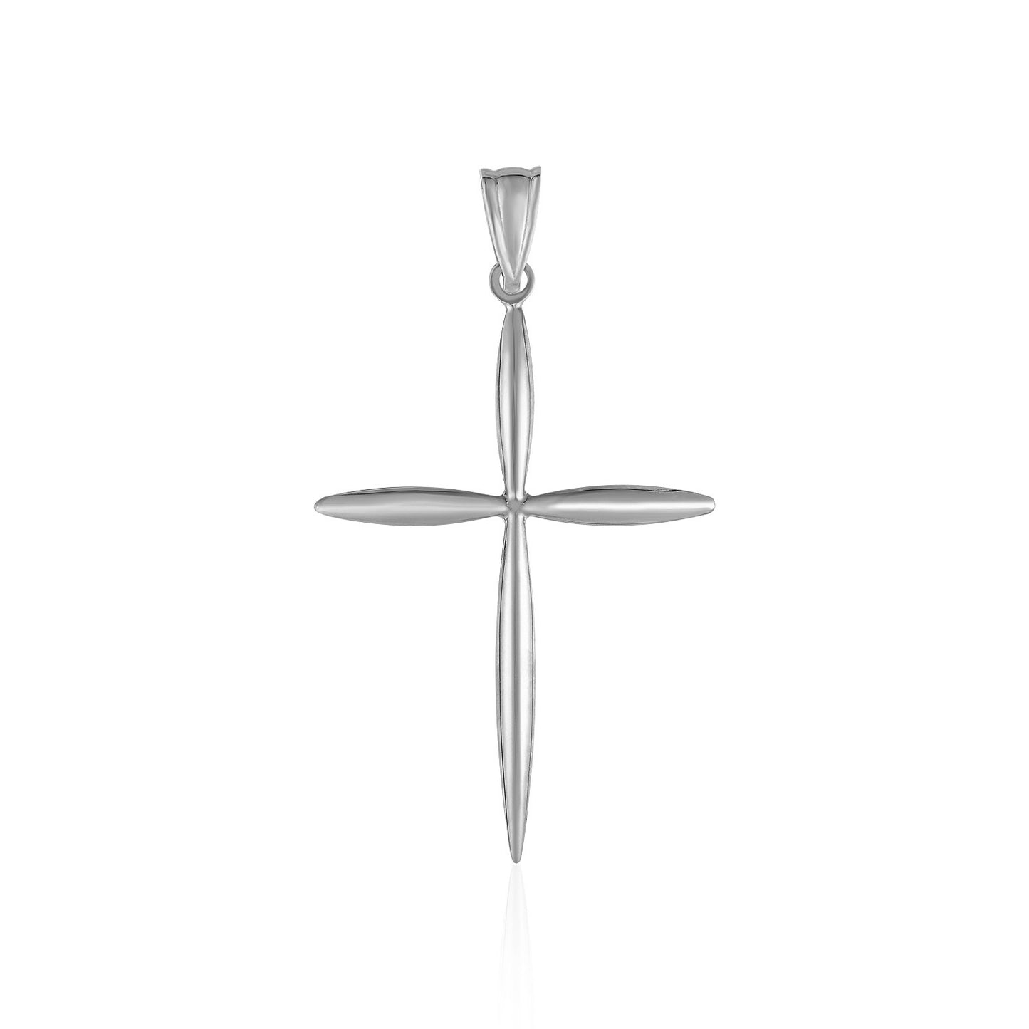 14k White Gold Rounded & Pointed Cross Pendant