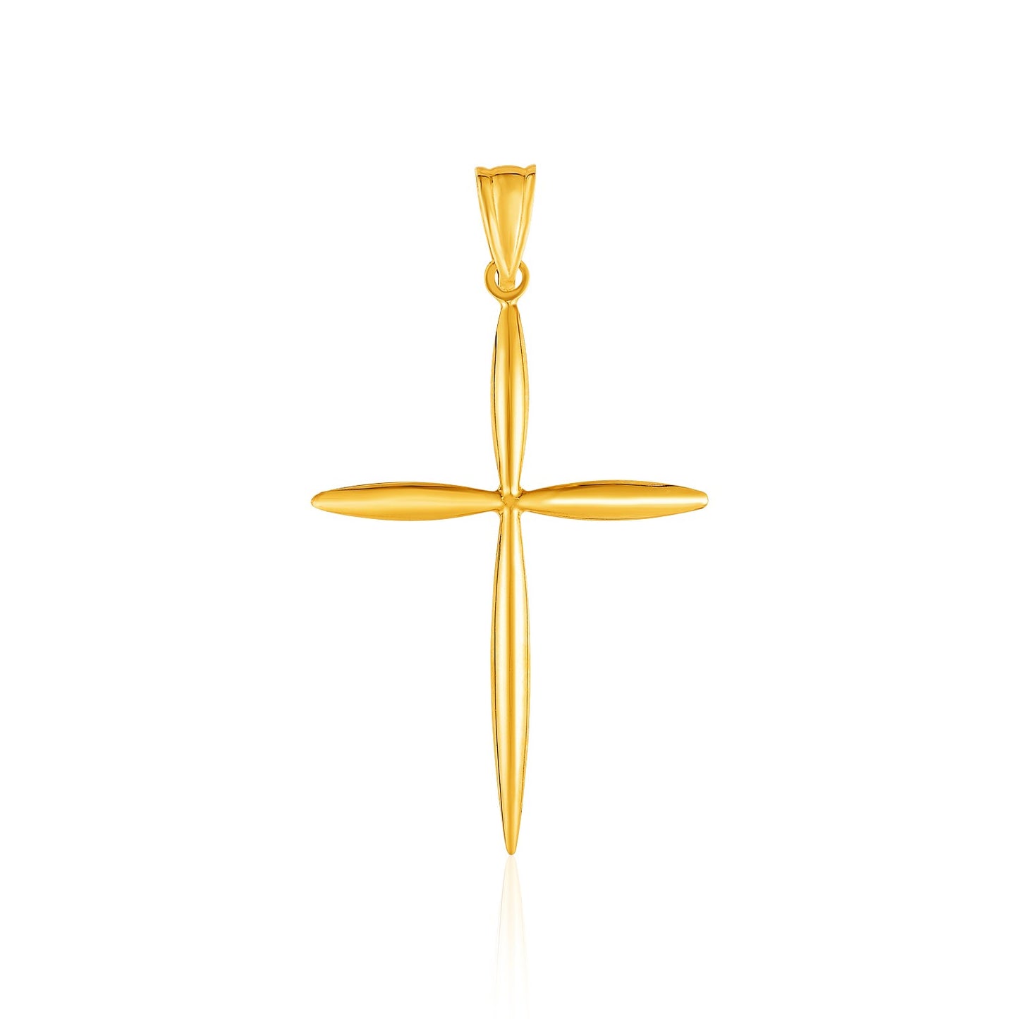 14k Yellow Gold Rounded & Pointed Cross Pendant