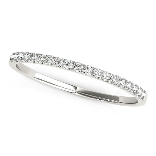 14k White Gold Pave-Set Round Diamond Wedding Ring (1/8 cttw)