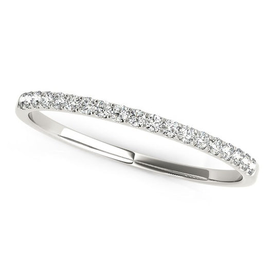 14k White Gold Pave-Set Round Diamond Wedding Ring (1/8 cttw)