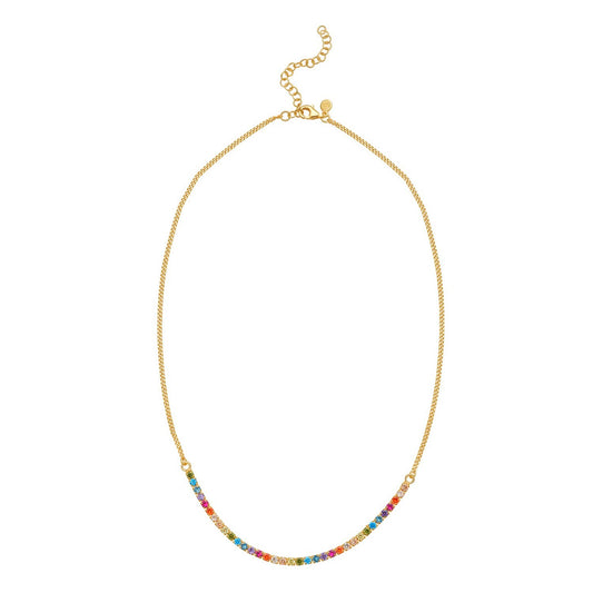 Sterling Silver Gold Plated Rainbow CZ Necklace