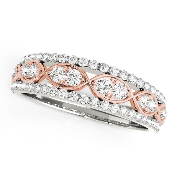 14k White & Rose Gold Doulbe Diamond Infinity Design Band (3/8 cttw)