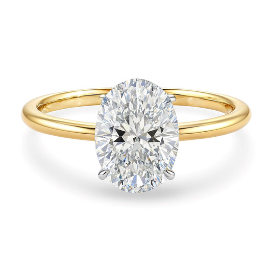 2 Carat Oval Lab Grown IGI G/VS1 Diamond Solitaire Ring in 10K Yellow Gold