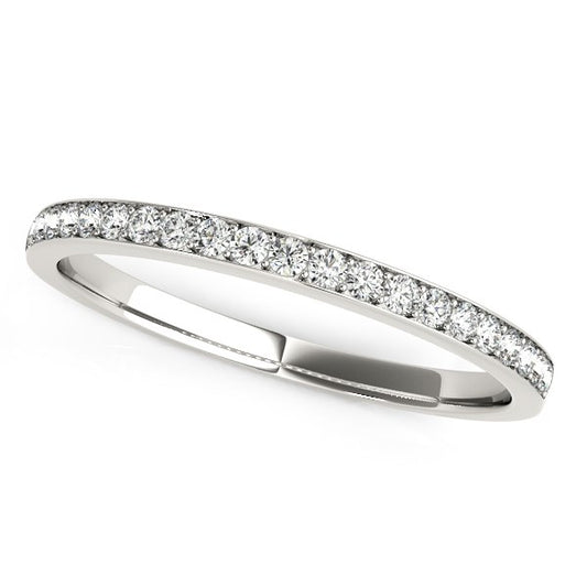 14k White Gold Prong Round Diamond Wedding Band (1/5 cttw)