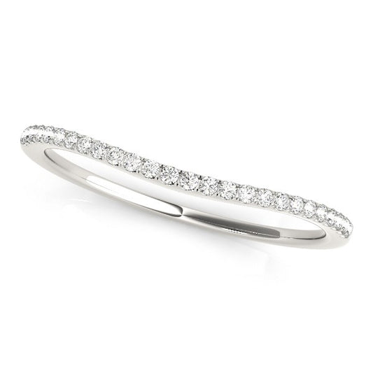 14k White Gold Pave Style Curved Diamond Wedding Band (1/10 cttw)