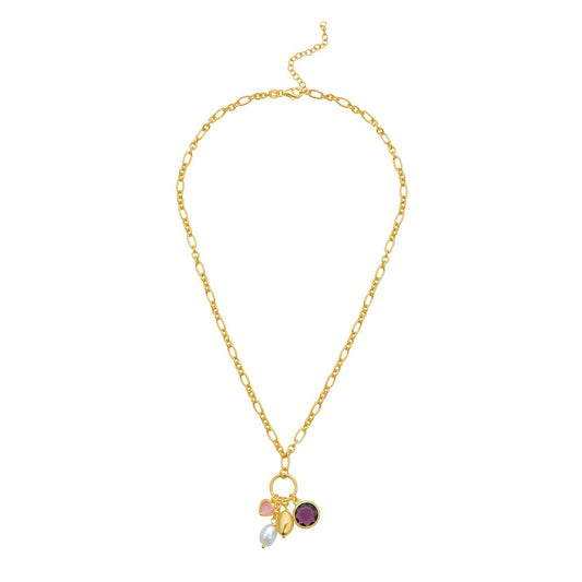 Sterling Silver Rhodium Plated Cubic Zirconia Charm Necklace