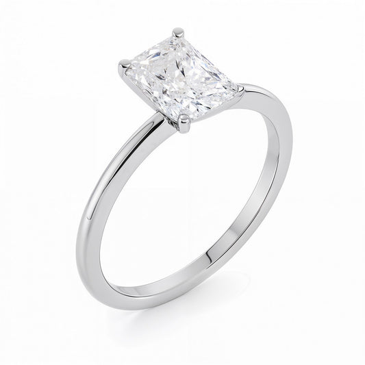 2 Carat Radiant Lab Grown IGI G/VS1 Diamond Solitaire Ring in 10K White Gold