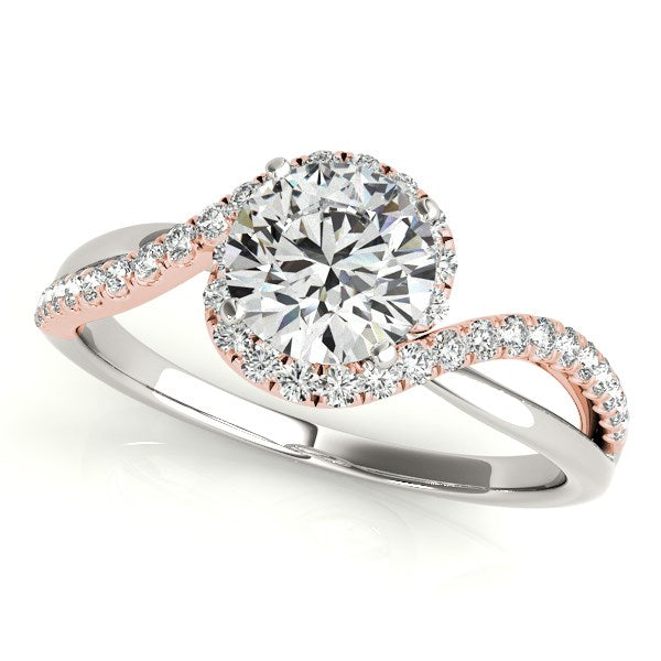 14k White & Rose Gold Bypass Band Diamond Engagement Ring (1 1/8 cttw)