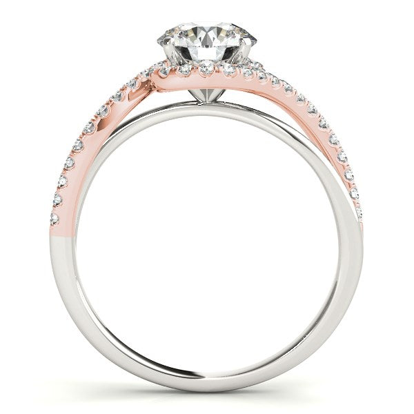 14k White & Rose Gold Bypass Band Diamond Engagement Ring (1 1/8 cttw)