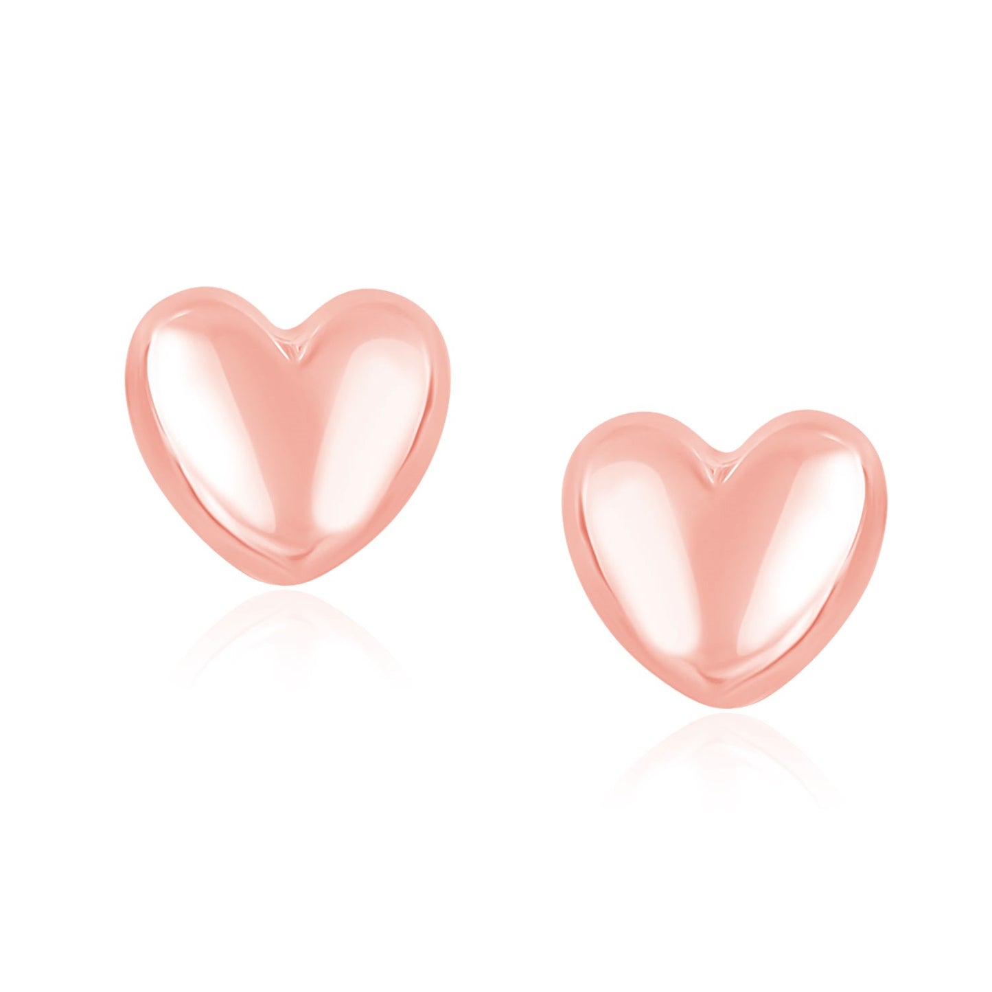 14k Rose Gold Puffed Heart Shape Earrings