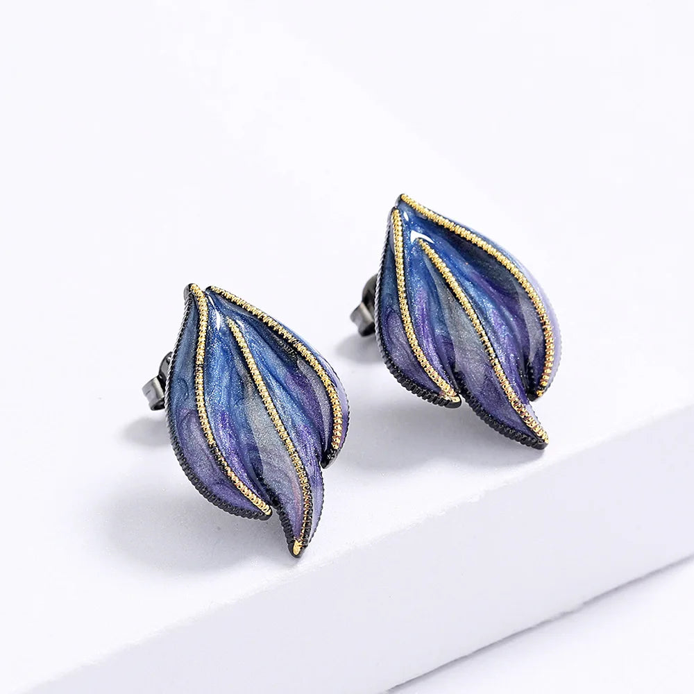 Black & Gold Style Earrings Blue Epoxy Earrings