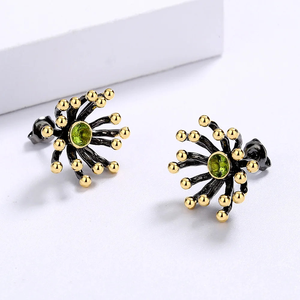 Black & Gold Style Earrings Petal Wild Earrings Gold Flower Heart Earrings
