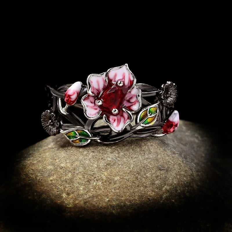 Precious Petals Ruby-Zircon Wildflower Ring