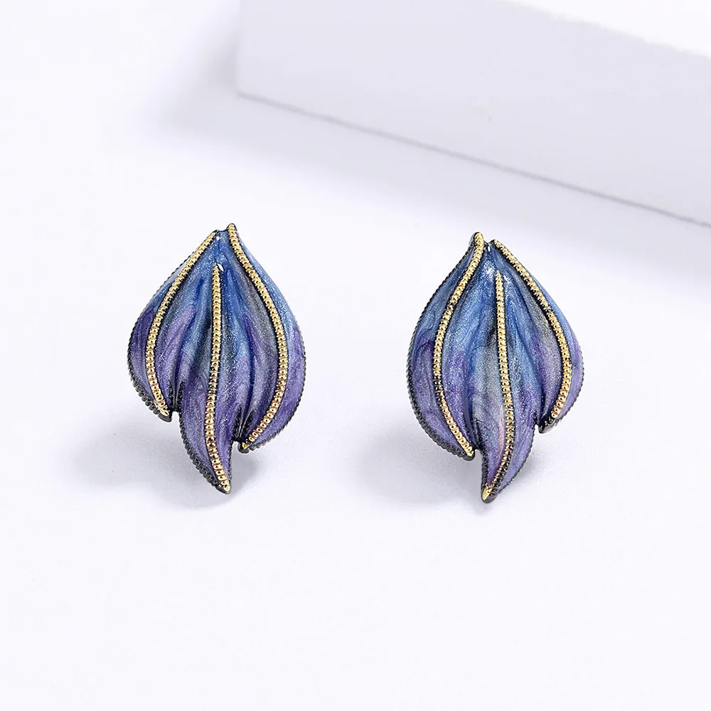 Black & Gold Style Earrings Blue Epoxy Earrings
