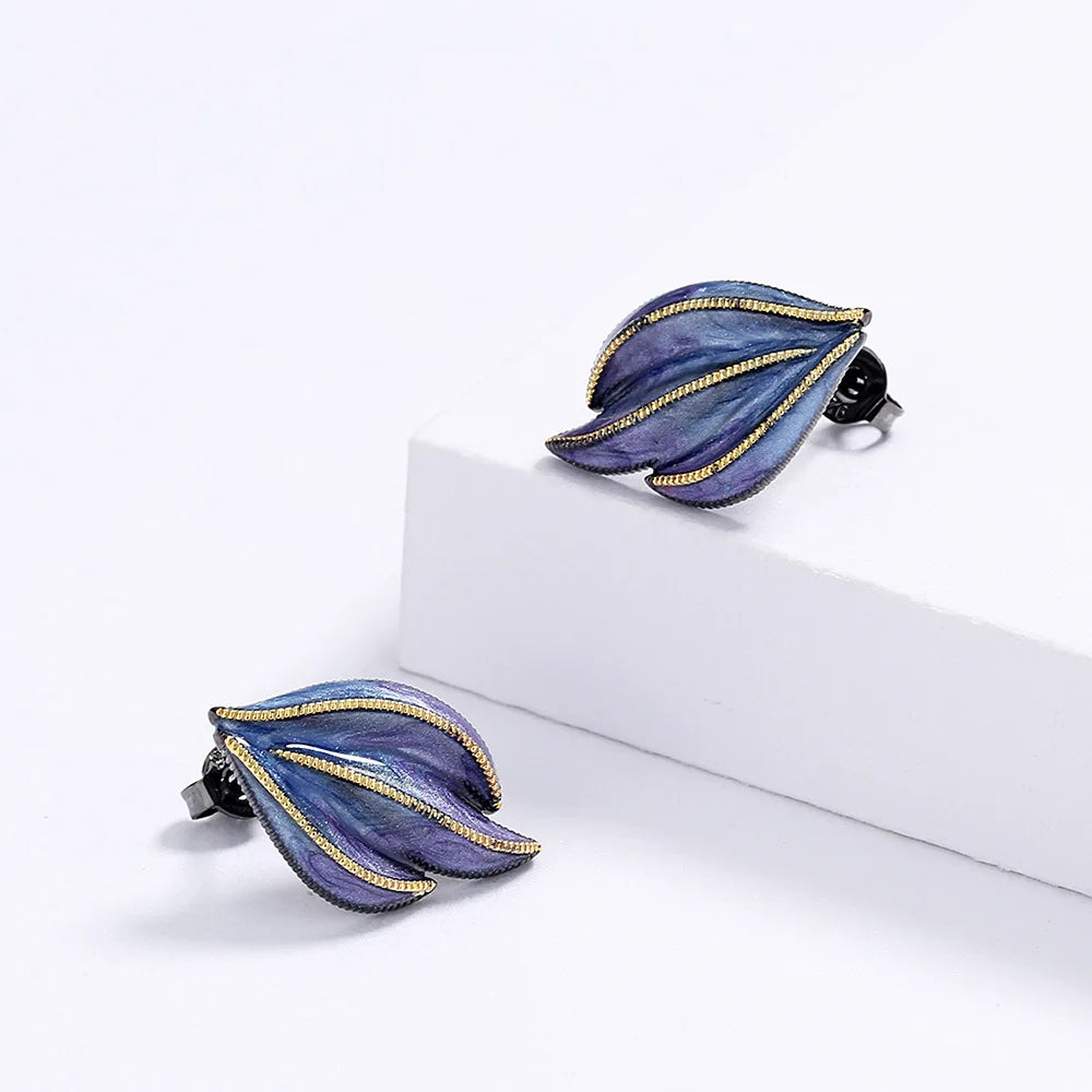 Black & Gold Style Earrings Blue Epoxy Earrings
