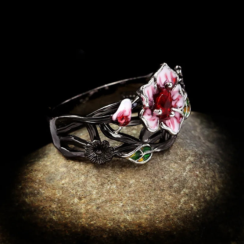 Precious Petals Ruby-Zircon Wildflower Ring