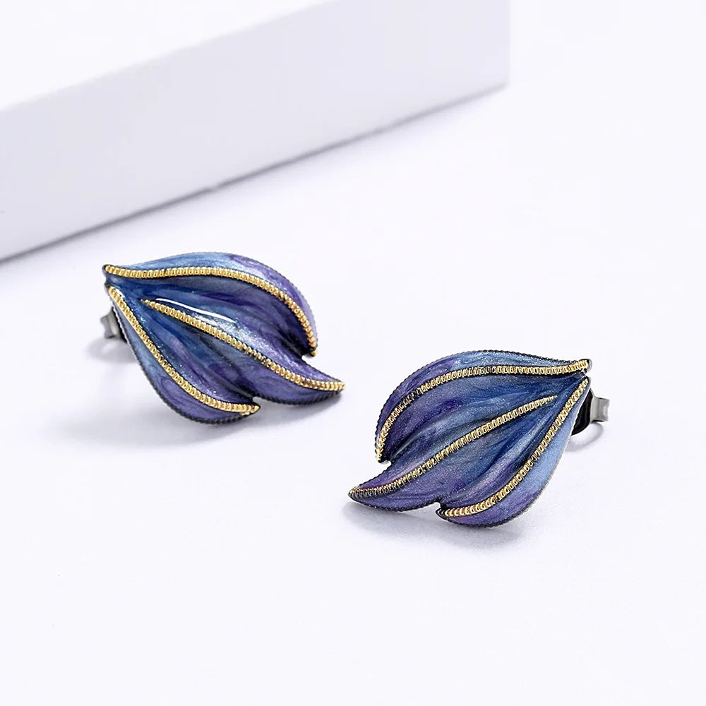 Black & Gold Style Earrings Blue Epoxy Earrings