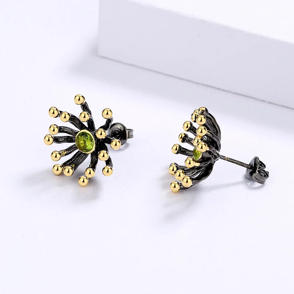 Black & Gold Style Earrings Petal Wild Earrings Gold Flower Heart Earrings