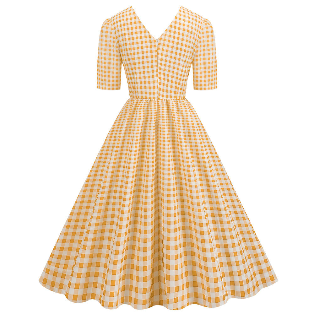 Womens Vintage Checkered Dresses